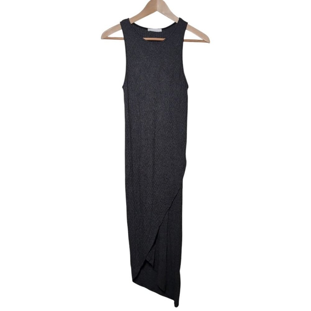 Lush Bodycon Dress NWT Sleeveless Asymmetrical Maxi Dress Small Charcoal Gray‎